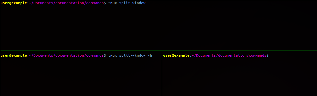 tmux split example